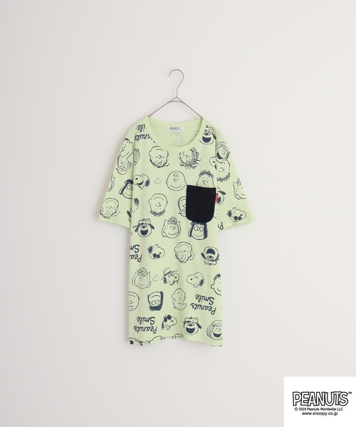 PEANUTS(ピーナッツ)の「PEANUTS 天竺 総柄プリントTシャツ(Tシャツ/カットソー・メンズ・チャコール/コーラル/ホワイト/ライトグリーン・S/LL/M/L)」の12枚目の写真
