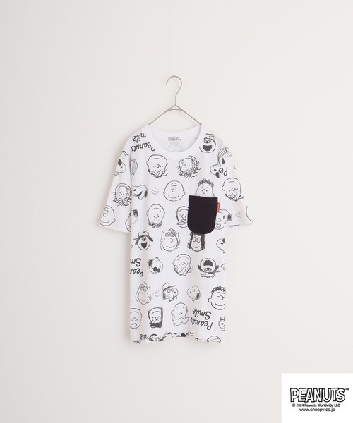 PEANUTS(ピーナッツ)の「PEANUTS 天竺 総柄プリントTシャツ(Tシャツ/カットソー・メンズ・チャコール/コーラル/ホワイト/ライトグリーン・S/LL/M/L)」の14枚目の写真