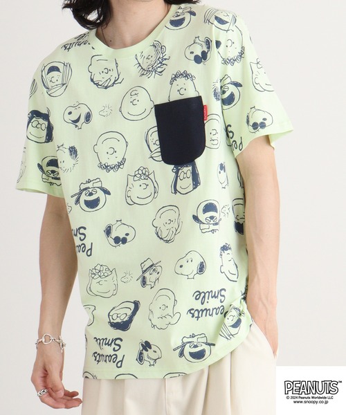 PEANUTS(ピーナッツ)の「PEANUTS 天竺 総柄プリントTシャツ(Tシャツ/カットソー・メンズ・チャコール/コーラル/ホワイト/ライトグリーン・S/LL/M/L)」の20枚目の写真