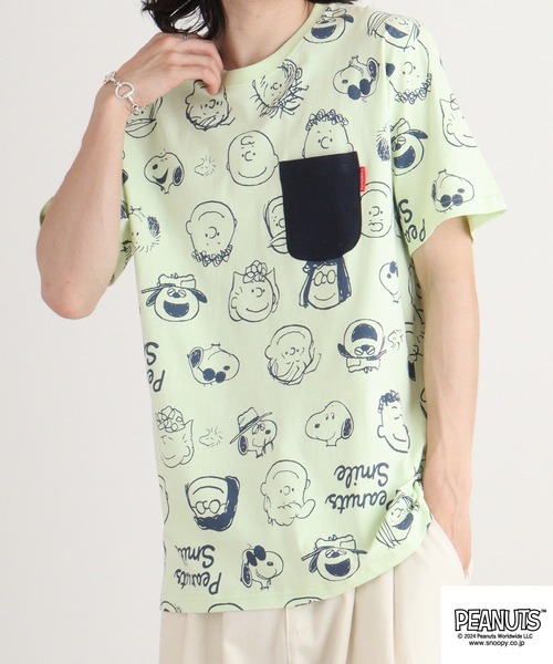 PEANUTS(ピーナッツ)の「PEANUTS 天竺 総柄プリントTシャツ(Tシャツ/カットソー・メンズ・チャコール/コーラル/ホワイト/ライトグリーン・S/LL/M/L)」の22枚目の写真