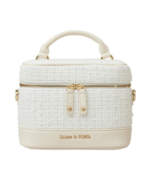Maison de FLEUR ツイードキューブショルダーバッグ　ホワイト Maison de FLEUR（メゾンドフルール） ショルダーバッグ バッグ