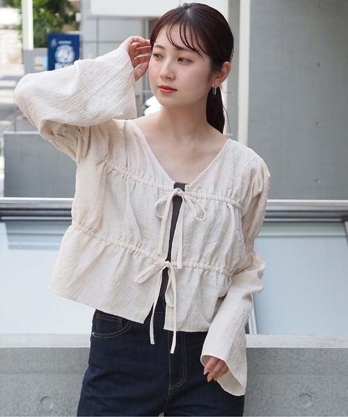 DEUXIEME CLASSE - ☆Deuxieme  Classe  CECERIシャーリングブラウス未使用☆ 前後2wayギャザーブラウス