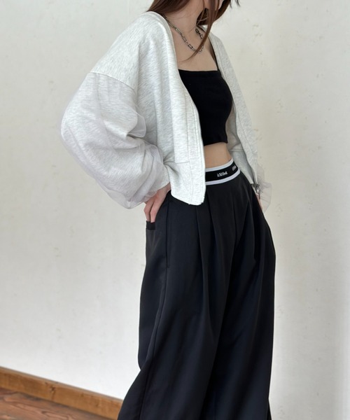 Per sist ence（パーシエンス）の「裏毛×チュールダブルジップカーディガン（カーディガン/ボレロ・レディース・オートミール/ブラック/チャコールグレー/ダークグレー/グレー・FREE）」の7枚目の写真