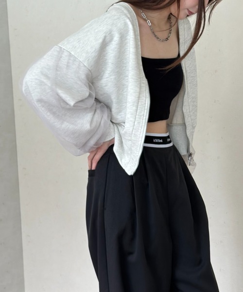 Per sist ence（パーシエンス）の「裏毛×チュールダブルジップカーディガン（カーディガン/ボレロ・レディース・オートミール/ブラック/チャコールグレー/ダークグレー/グレー・FREE）」の10枚目の写真