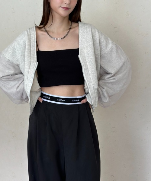 Per sist ence（パーシエンス）の「裏毛×チュールダブルジップカーディガン（カーディガン/ボレロ・レディース・オートミール/ブラック/チャコールグレー/ダークグレー/グレー・FREE）」の15枚目の写真