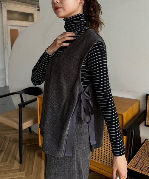 40s コーデュロイベスト ウッドボタン made in French