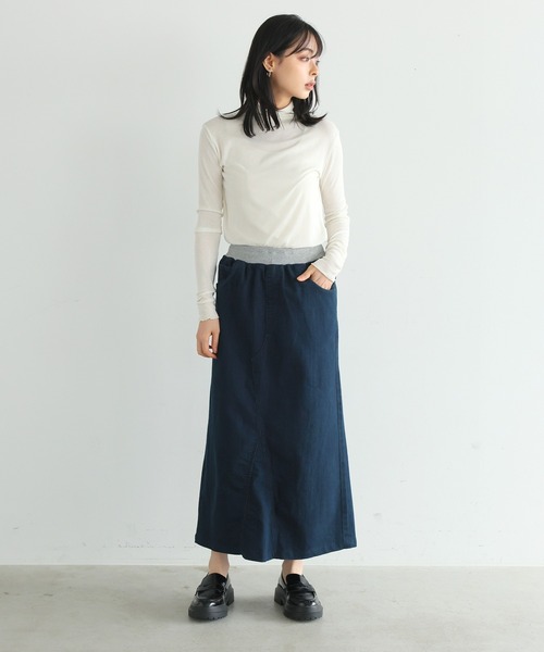 itto...(イット)の「【着心地革命デニム】ウエストリブ切替デニムスカート(デニムスカート・レディース・ワンウォッシュ/ネイビー・L/M/XXL/XL)」の5枚目の写真