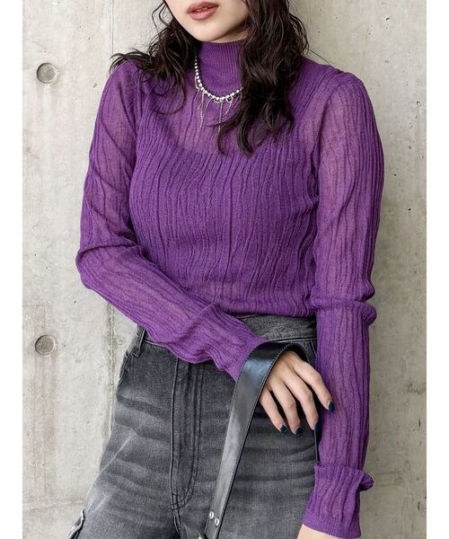 MURUA（ムルーア）の「ウェーブシアーニット（ニット/セーター・レディース・ブラック/ブルー/パープル・FREE）」の3枚目の写真