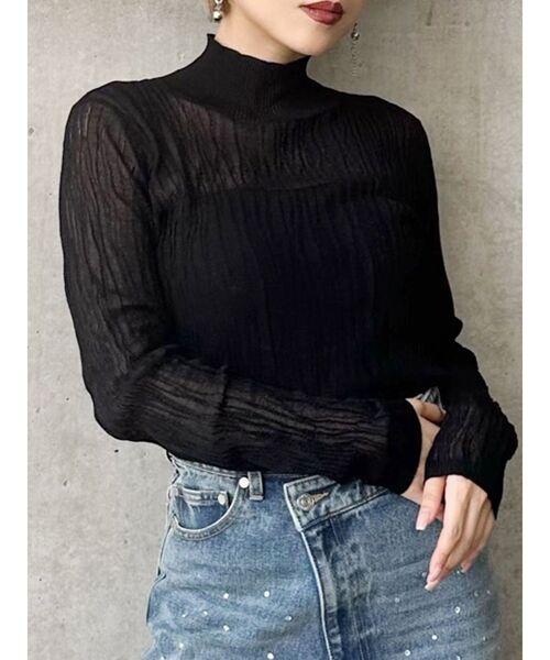 MURUA（ムルーア）の「ウェーブシアーニット（ニット/セーター・レディース・ブラック/ブルー/パープル・FREE）」の2枚目の写真