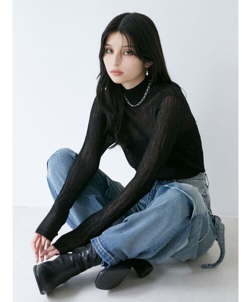 MURUA（ムルーア）の「ウェーブシアーニット（ニット/セーター・レディース・ブラック/ブルー/パープル・FREE）」の7枚目の写真