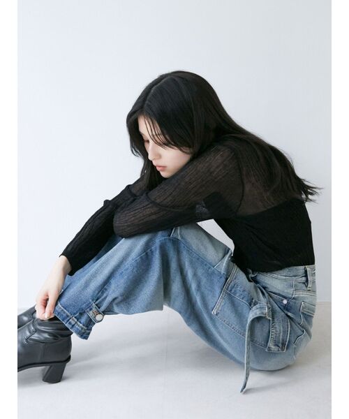 MURUA（ムルーア）の「ウェーブシアーニット（ニット/セーター・レディース・ブラック/ブルー/パープル・FREE）」の9枚目の写真