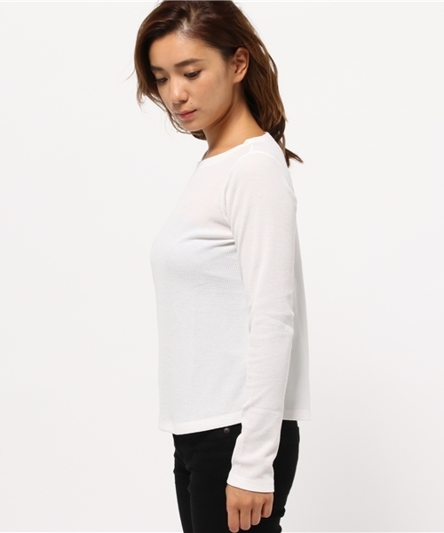 OUTLET(アウトレット)の「【who's who Chico】ワッフルボートネックプルオーバー(Tシャツ/カットソー・レディース・ホワイト×ブラック/オートミール/ホワイト・FREE)」の8枚目の写真