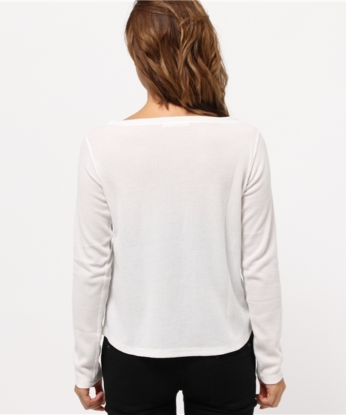 OUTLET(アウトレット)の「【who's who Chico】ワッフルボートネックプルオーバー(Tシャツ/カットソー・レディース・ホワイト×ブラック/オートミール/ホワイト・FREE)」の9枚目の写真
