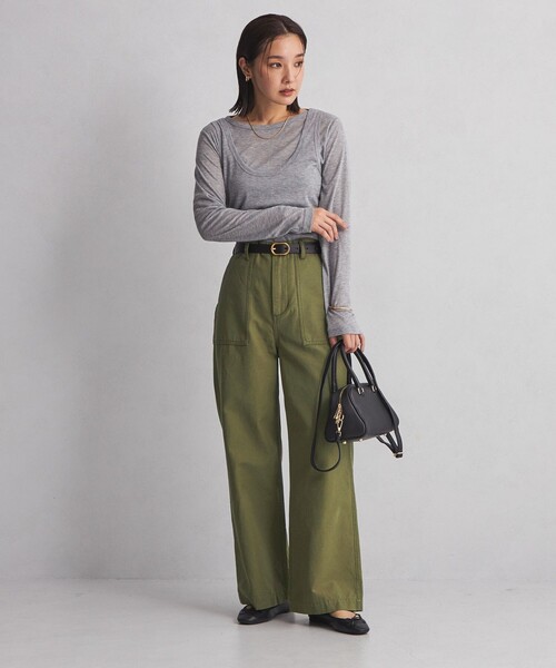 【green label relaxing】グリーンレーベルリラクシング パンツ ◇SC Cバックサテン ベイカーパンツ （カーゴパンツ）｜green