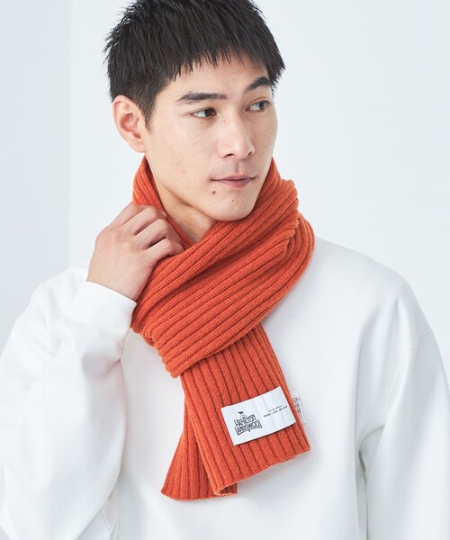 green label relaxing（グリーンレーベルリラクシング）の「ハミルトンラム リブマフラー（マフラー・メンズ・グレー/ダークブラウン/オレンジ/ネイビー・FREE）」の13枚目の写真