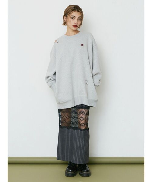 EVRIS(エヴリス)の「レース切り替えロングスカート(スカート・レディース・グレー/ブラック・SMALL/MEDIUM)」の5枚目の写真