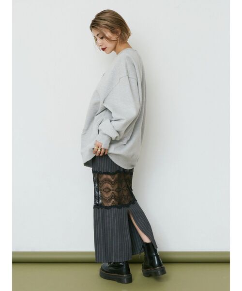 EVRIS(エヴリス)の「レース切り替えロングスカート(スカート・レディース・グレー/ブラック・SMALL/MEDIUM)」の6枚目の写真