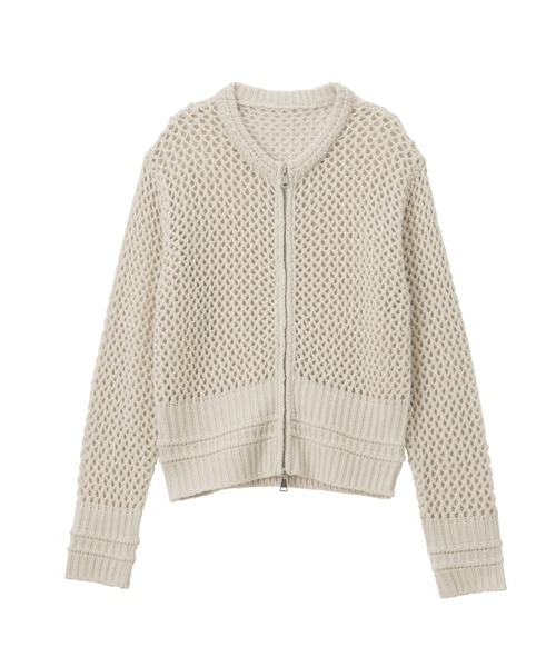 RANAN(ラナン)の「メッシュ編ニットブルゾン(ニット/セーター・レディース・ブラック/アイボリー・S/M/L/LL)」の6枚目の写真