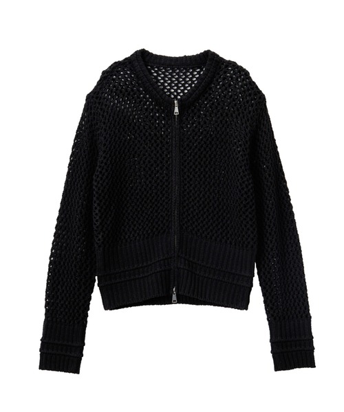 RANAN(ラナン)の「メッシュ編ニットブルゾン(ニット/セーター・レディース・ブラック/アイボリー・S/M/L/LL)」の5枚目の写真