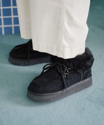 niko and...（ニコアンド）の「フェイクムートンモカシンブーツ / 抗菌消臭 / 撥水加工（モカシン/デッキシューズ・レディース）」