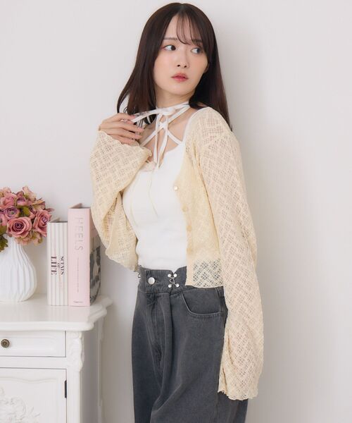 ems excite(エムズエキサイト)の「【セットアイテム】レースCTカーデキャミSET(Tシャツ/カットソー・レディース・ブラック/ブルー/ナチュラル・FREE)」の13枚目の写真
