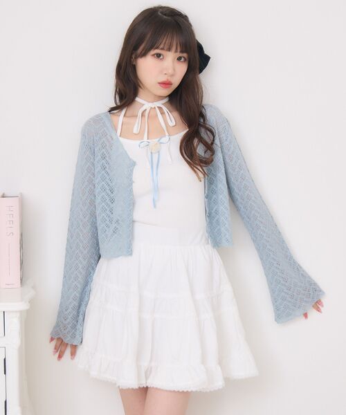 ems excite(エムズエキサイト)の「【セットアイテム】レースCTカーデキャミSET(Tシャツ/カットソー・レディース・ブラック/ブルー/ナチュラル・FREE)」の6枚目の写真