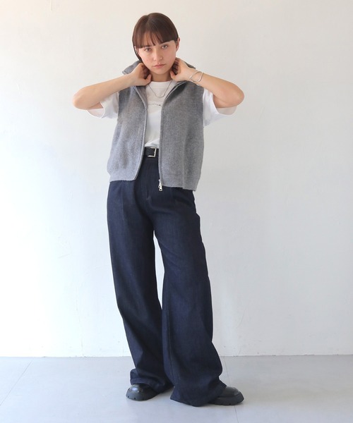 HER CLOSET(ハークローゼット)の「【shemoshelly】2wayダブルジップニットベスト(ベスト・レディース・ブラック/ライトグレー/モカ/オフホワイト・FREE)」の15枚目の写真