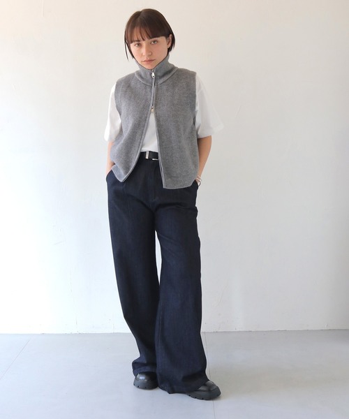 HER CLOSET(ハークローゼット)の「【shemoshelly】2wayダブルジップニットベスト(ベスト・レディース・ブラック/ライトグレー/モカ/オフホワイト・FREE)」の10枚目の写真