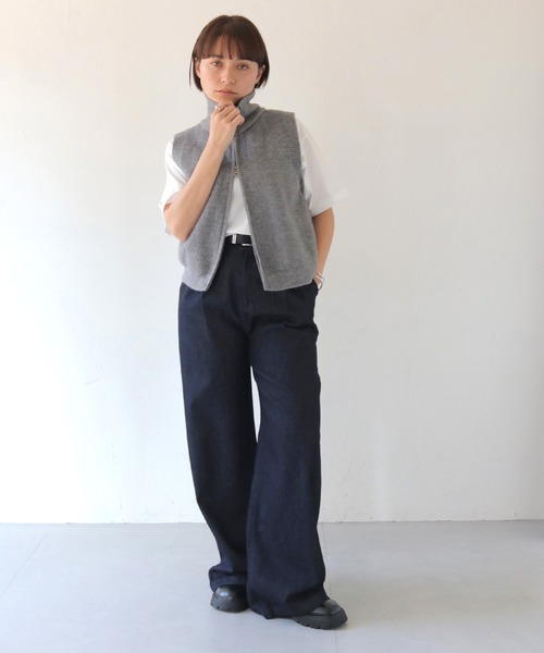 HER CLOSET(ハークローゼット)の「【shemoshelly】2wayダブルジップニットベスト(ベスト・レディース・ブラック/ライトグレー/モカ/オフホワイト・FREE)」の21枚目の写真