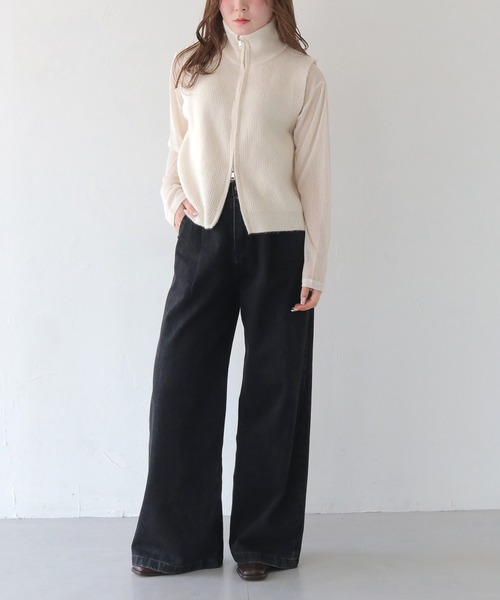 HER CLOSET(ハークローゼット)の「【shemoshelly】2wayダブルジップニットベスト(ベスト・レディース・ブラック/ライトグレー/モカ/オフホワイト・FREE)」の11枚目の写真