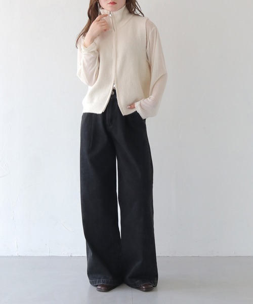 HER CLOSET(ハークローゼット)の「【shemoshelly】2wayダブルジップニットベスト(ベスト・レディース・ブラック/ライトグレー/モカ/オフホワイト・FREE)」の6枚目の写真