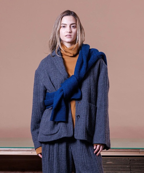 VOAAOV（ヴォアーブ）の「【VOAAOV】BISHU TAMBLER WOOL GAUZE Oversize Tailored Jacket（テーラードジャケット・メンズ・ブラウン/ブラック/グレー・2/1）」の3枚目の写真