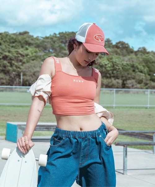 ROXY(ロキシー)の「IT'S SO LINDA /ロキシーブラカップ付きショート丈キャミ(キャミソール・レディース・グリーン/レッド/ブラック/ホワイト・SMALL/MEDIUM/LARGE)」の4枚目の写真