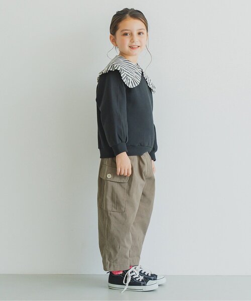 p.premier（ピードットプルミエ）の「【ジュニア対応】ゆったりカーゴパンツ（カーゴパンツ・キッズ・チャコール/アイボリー・80/90/100/110/120/130/140）」の5枚目の写真