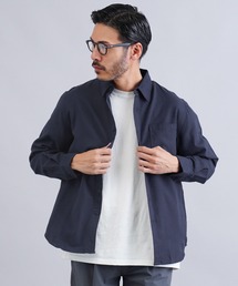 無地レギュラーカラー長袖フランネルシャツ