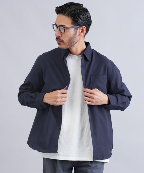 jiggys shop（ジギーズショップ）の「無地レギュラーカラー長袖フランネルシャツ（シャツ/ブラウス・メンズ・ホワイト/ネイビー/ブラック/カーキ/グレー系その他/グレー・SMALL/MEDIUM/LARGE/X-LARGE）」の6枚目の写真