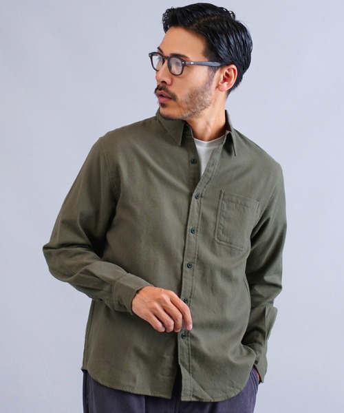 jiggys shop（ジギーズショップ）の「無地レギュラーカラー長袖フランネルシャツ（シャツ/ブラウス・メンズ・ホワイト/ネイビー/ブラック/カーキ/グレー系その他/グレー・SMALL/MEDIUM/LARGE/X-LARGE）」の5枚目の写真