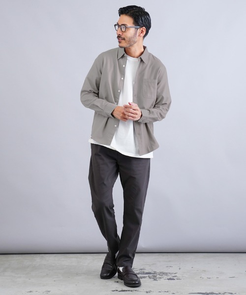 jiggys shop（ジギーズショップ）の「無地レギュラーカラー長袖フランネルシャツ（シャツ/ブラウス・メンズ・ホワイト/ネイビー/ブラック/カーキ/グレー系その他/グレー・SMALL/MEDIUM/LARGE/X-LARGE）」の22枚目の写真