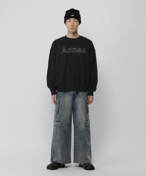 AMESWORLDWIDE(アメスワールドワイド)の「【UNISEX】AMES WORLDWIDE/デニムロゴプルオーバー(ウラケ)(スウェット・レディース・ライトグレー/ブラック・SMALL/MEDIUM/LARGE)」の22枚目の写真
