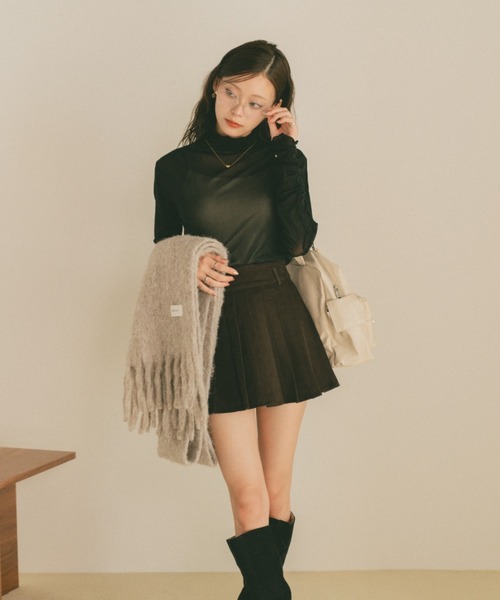 VANNIE U(ヴァニーユー)の「コード刺繍シアートップス/前後2WAY(Tシャツ/カットソー・レディース・チャコールグレー/アイボリー/ブラック・FREE)」の18枚目の写真