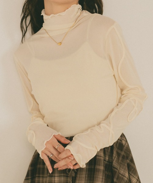 VANNIE U(ヴァニーユー)の「コード刺繍シアートップス/前後2WAY(Tシャツ/カットソー・レディース・チャコールグレー/アイボリー/ブラック・FREE)」の22枚目の写真