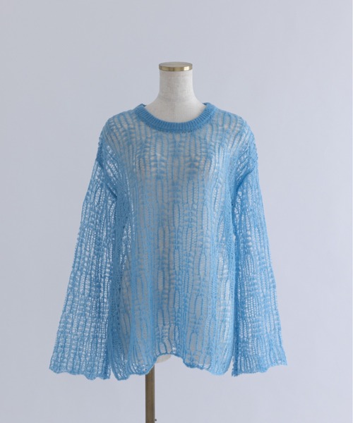 EN NEUME（エンノイム）の「Mohair Blend Sheer Knit Tunic（ニット/セーター・レディース・レッド/アイボリー/ブルー・FREE）」の2枚目の写真