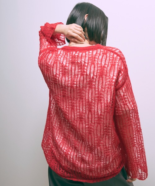 EN NEUME（エンノイム）の「Mohair Blend Sheer Knit Tunic（ニット/セーター・レディース・レッド/アイボリー/ブルー・FREE）」の13枚目の写真