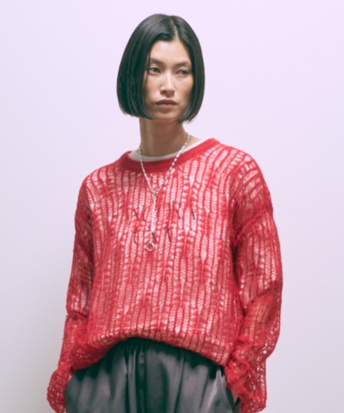 EN NEUME（エンノイム）の「Mohair Blend Sheer Knit Tunic（ニット/セーター・レディース・レッド/アイボリー/ブルー・FREE）」の10枚目の写真