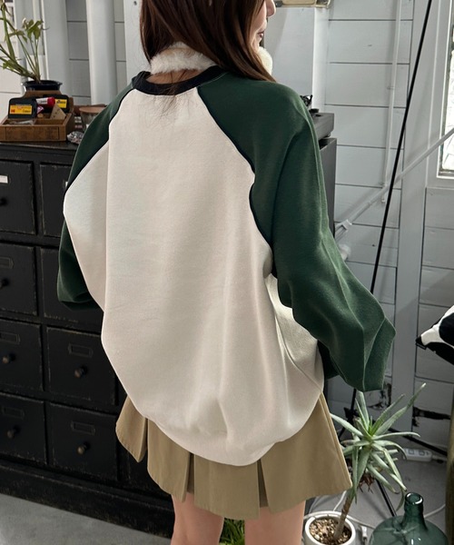apres jour mignon（アプレジュールミニョン）の「リンガー配色スウェット【ZOZOTOWN限定アイテム】（スウェット・レディース・ネイビー/アイボリー/ナチュラル・フリー/X-LARGE）」の7枚目の写真