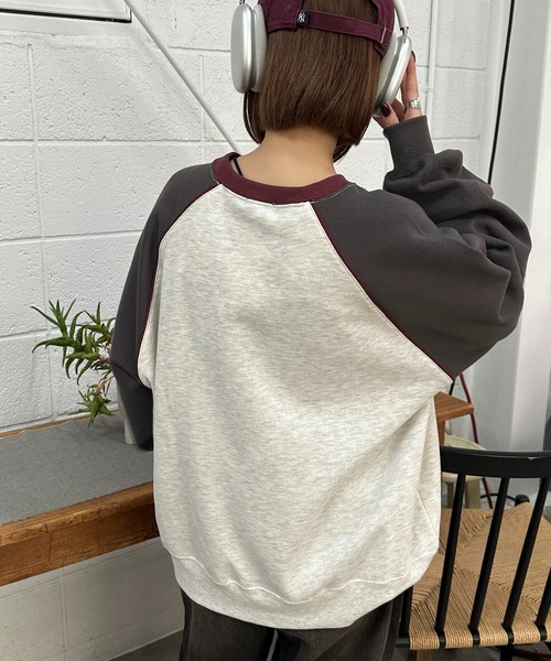 apres jour mignon（アプレジュールミニョン）の「リンガー配色スウェット【ZOZOTOWN限定アイテム】（スウェット・レディース・ネイビー/アイボリー/ナチュラル・フリー/X-LARGE）」の14枚目の写真