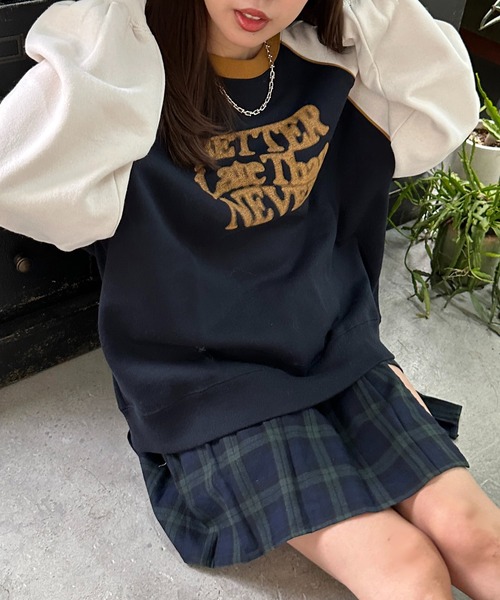 apres jour mignon（アプレジュールミニョン）の「リンガー配色スウェット【ZOZOTOWN限定アイテム】（スウェット・レディース・ネイビー/アイボリー/ナチュラル・フリー/X-LARGE）」の17枚目の写真