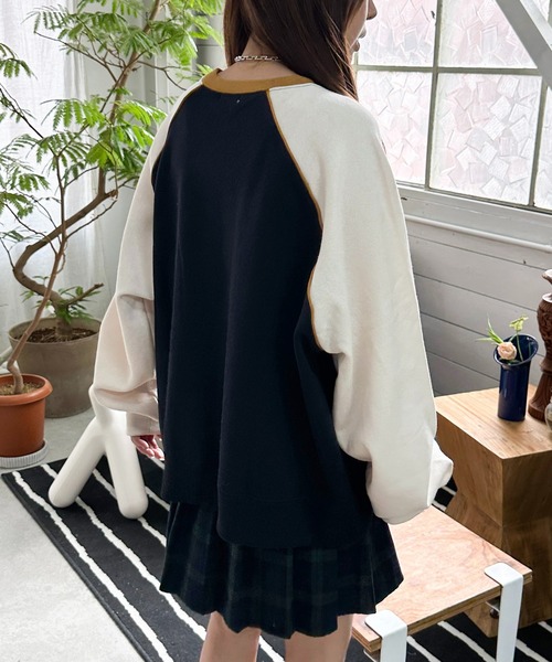 apres jour mignon（アプレジュールミニョン）の「リンガー配色スウェット【ZOZOTOWN限定アイテム】（スウェット・レディース・ネイビー/アイボリー/ナチュラル・フリー/X-LARGE）」の21枚目の写真