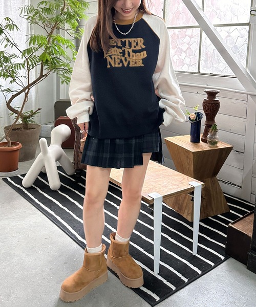 apres jour mignon（アプレジュールミニョン）の「リンガー配色スウェット【ZOZOTOWN限定アイテム】（スウェット・レディース・ネイビー/アイボリー/ナチュラル・フリー/X-LARGE）」の22枚目の写真