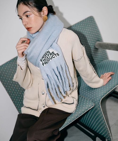 THEATRE PRODUCTS（シアタープロダクツ）の「BROWNネームマフラー（マフラー・レディース・グレー/ブルー/アイボリー/ブラック/グリーン・FREE）」の5枚目の写真